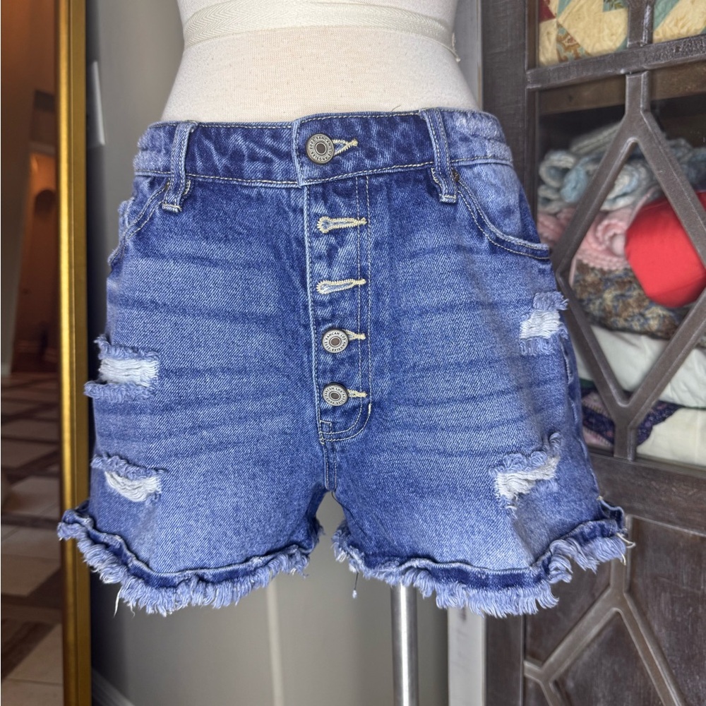 KanCan Blue Distressed Jean Shorts